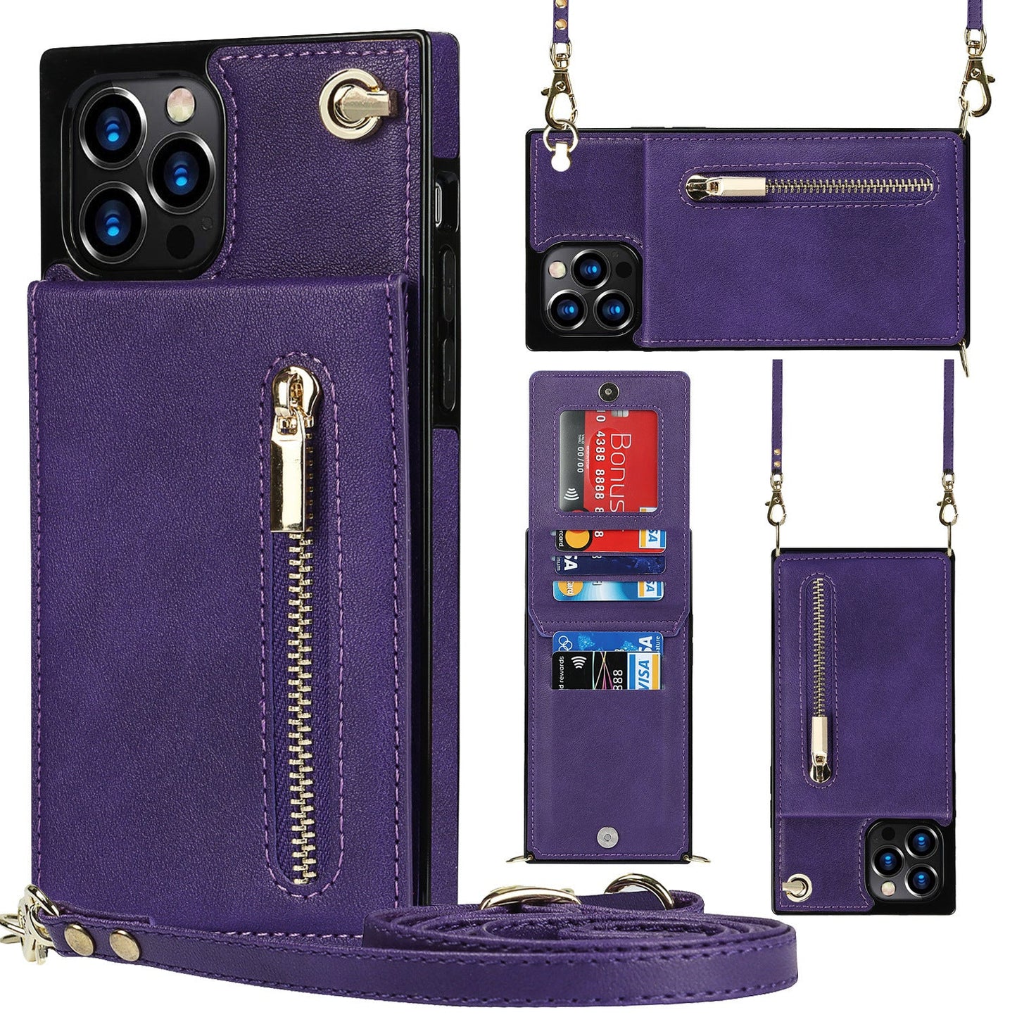 Zipper Phone Case Crossbody | Durable PU Design for Samsung - My Web Bazaar