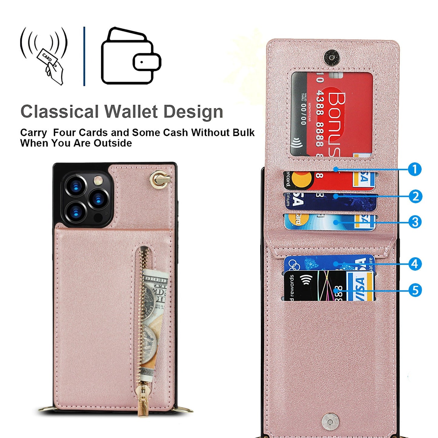 Zipper Phone Case Crossbody | Durable PU Design for Samsung - My Web Bazaar