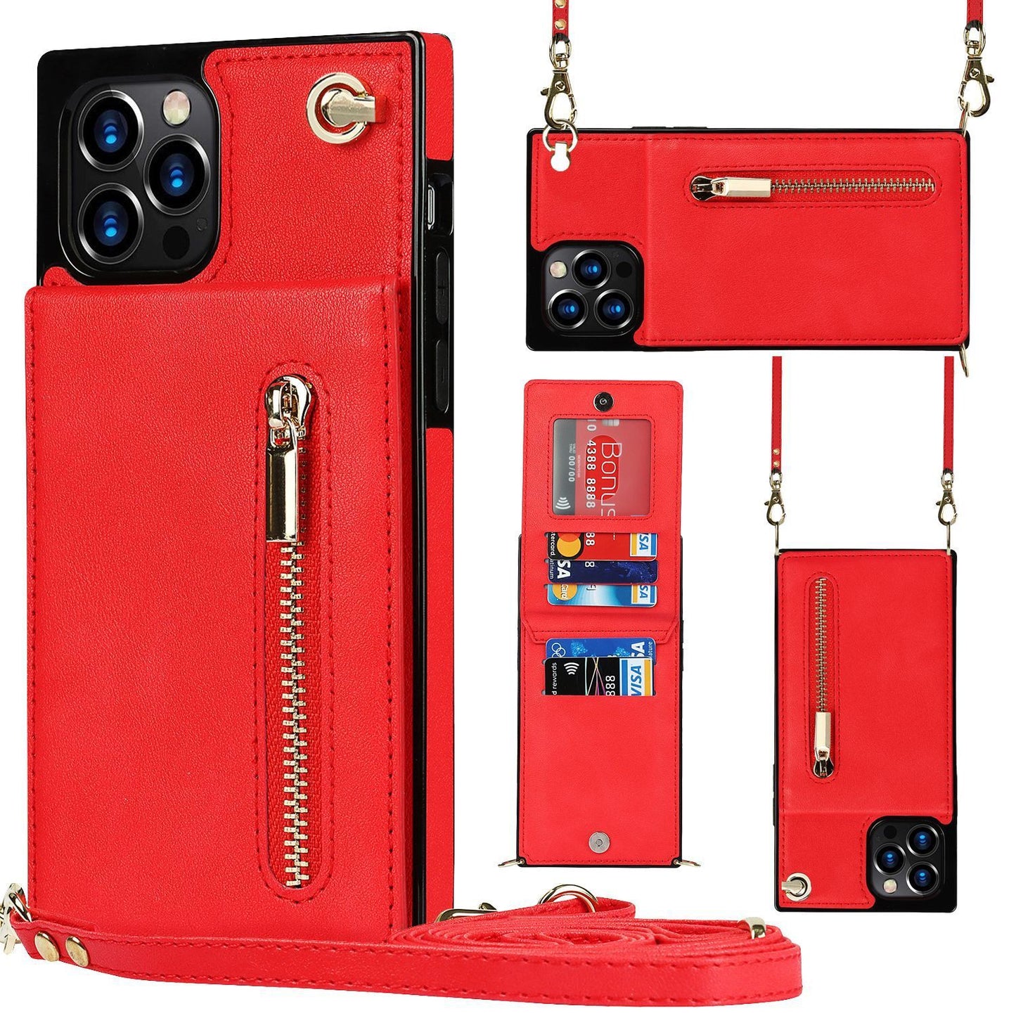 Zipper Phone Case Crossbody | Durable PU Design for Samsung - My Web Bazaar