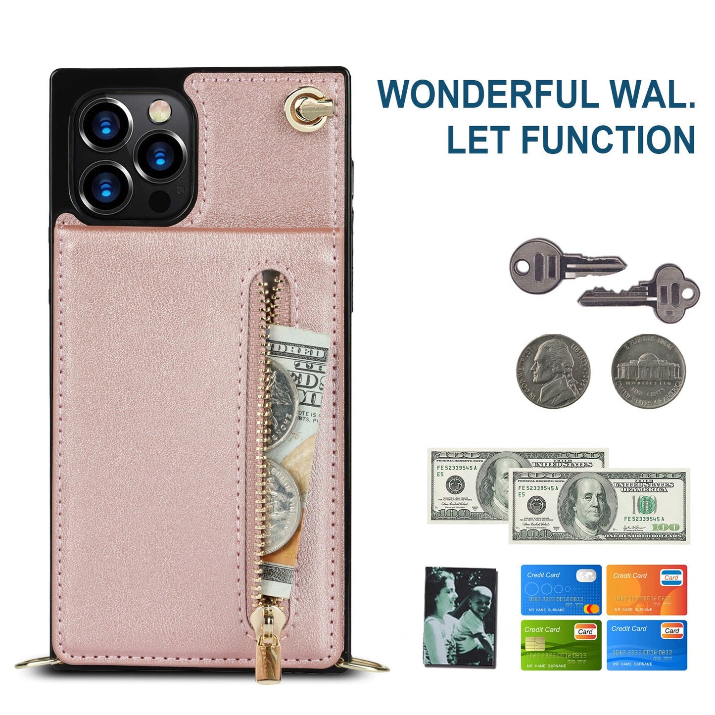 Zipper Phone Case Crossbody | Durable PU Design for Samsung - My Web Bazaar