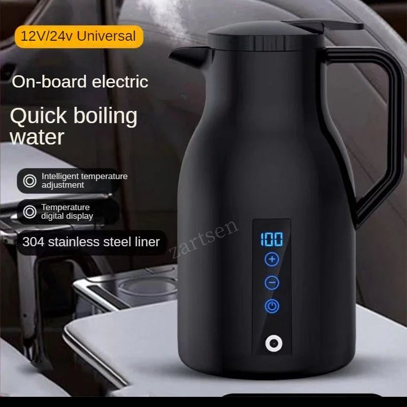 12V/24V 1000ML Car Electric Kettle | Digital Display Convenience - My Web Bazaar