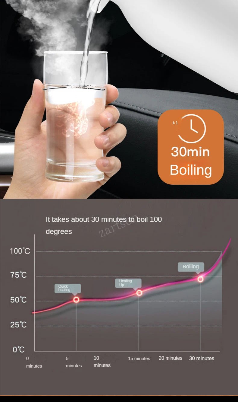 12V/24V 1000ML Car Electric Kettle | Digital Display Convenience - My Web Bazaar