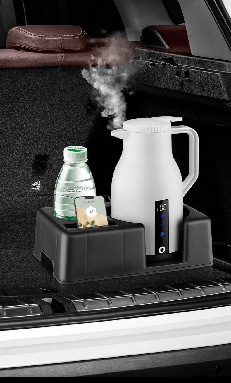 12V/24V 1000ML Car Electric Kettle | Digital Display Convenience - My Web Bazaar