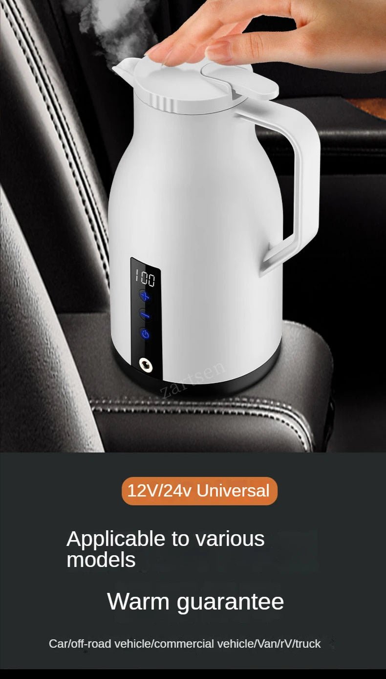 12V/24V 1000ML Car Electric Kettle | Digital Display Convenience - My Web Bazaar