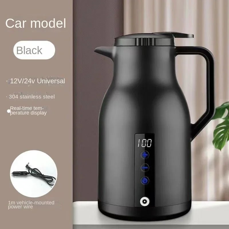 12V/24V 1000ML Car Electric Kettle | Digital Display Convenience - My Web Bazaar
