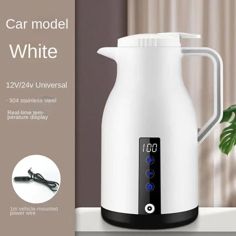 12V/24V 1000ML Car Electric Kettle | Digital Display Convenience - My Web Bazaar