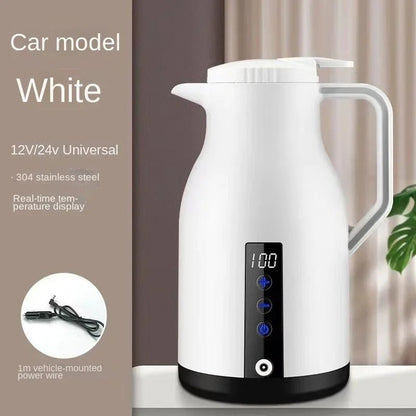 12V/24V 1000ML Car Electric Kettle | Digital Display Convenience - My Web Bazaar