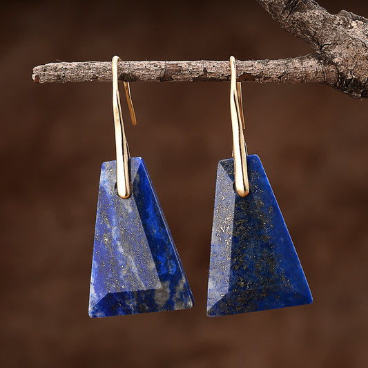 Lapis Lazuli Earrings | Elegant Agate Drop Design Fashion Jewelry
