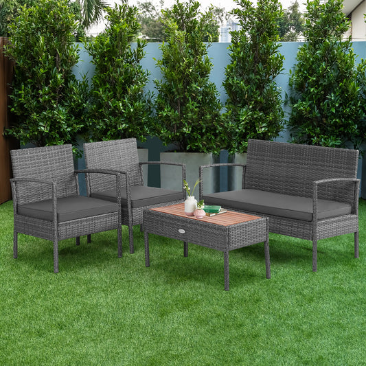• 4-piece rattan patio furniture set
