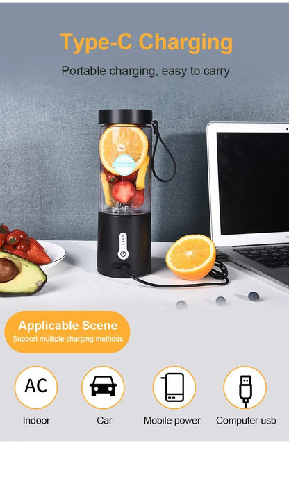 530ML Electric Portable Juicer | USB Rechargeable Mini Blender - My Web Bazaar