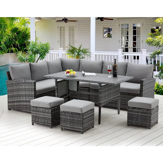 7-piece wicker patio dining set