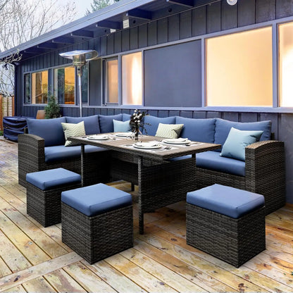 • 7-piece outdoor rattan sectional sofa
