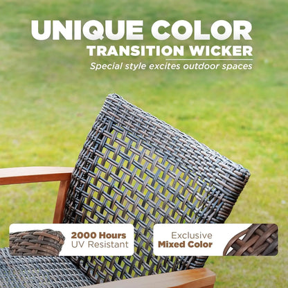 500lbs Capacity Acacia Outdoor Club Chairs Set of 2 – FSC Teak Finish Wood Patio Furniture