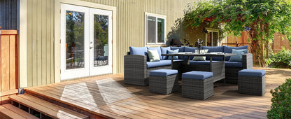 7-Piece Outdoor Rattan Patio Furniture Set – Sectional Sofa Conversation Set