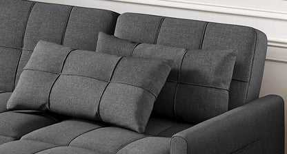 84" Convertible Sectional Sofa Bed – Pull-Out Sleeper Couch with Adjustable Backrest & Ottoman