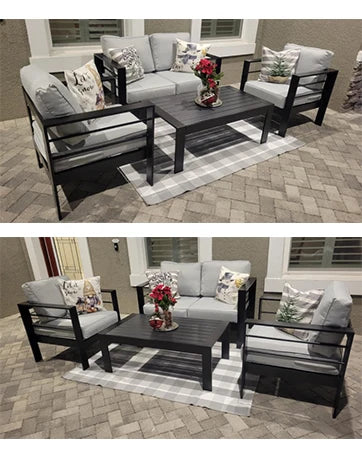 7-Piece Outdoor Rattan Patio Furniture Set – Sectional Sofa Conversation Set