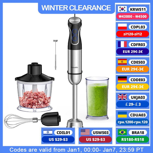BioloMix 5 in 1 Hand Blender | 1500W Stainless Steel Power - My Web Bazaar