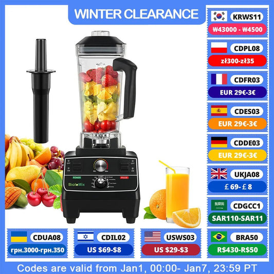 BioloMix BPA Free 2L Jar Blender | 2200W for Smoothies & More - My Web Bazaar