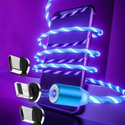 Compatible with Apple, Flowing Ligh Magnetic Streamer Data Line Cable for Iphone Android Typec - My Web Bazaar