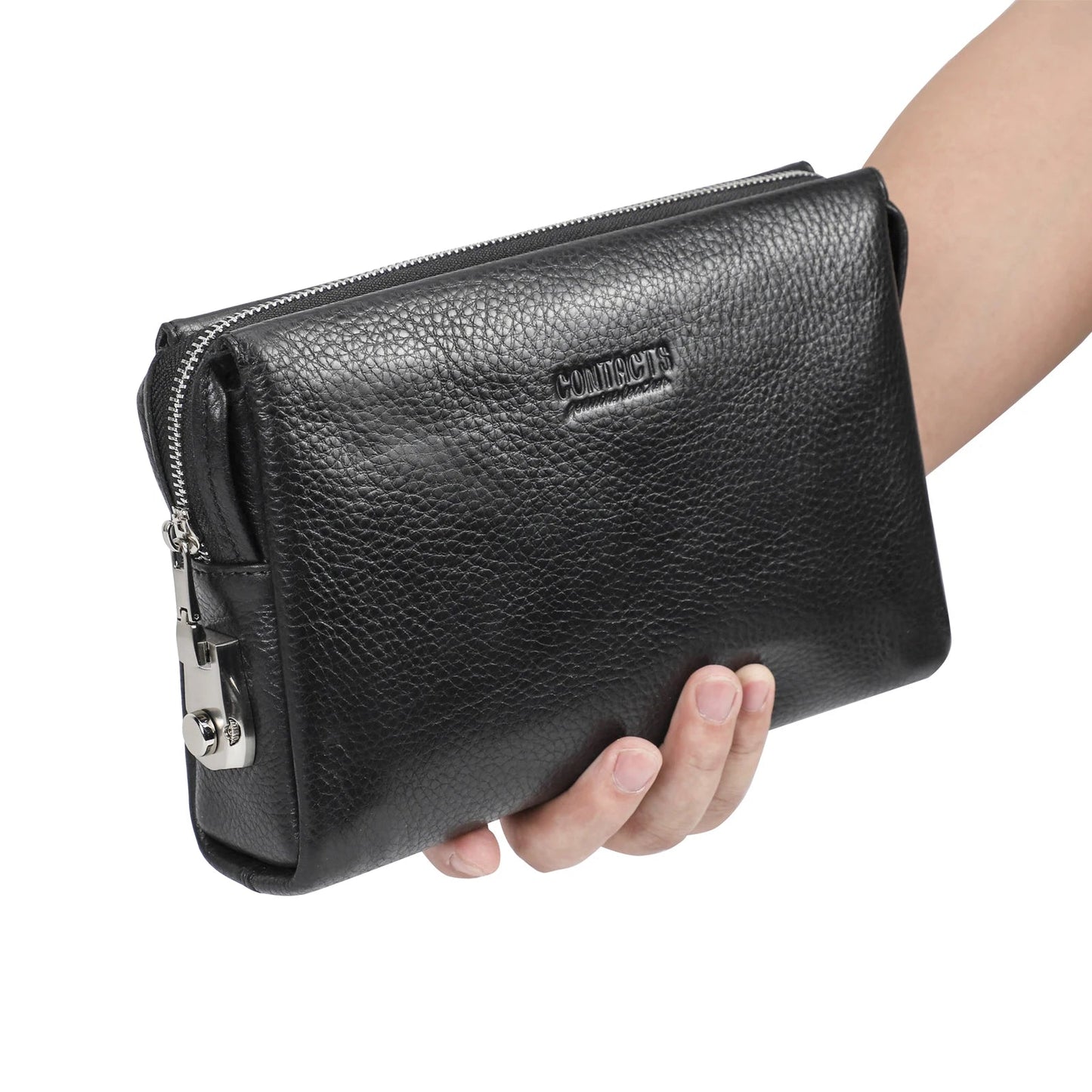 CONTACT'S Genuine Leather Male Clutch Handbag Wristlet Large Capacity Casual Wallet - My Web Bazaar
