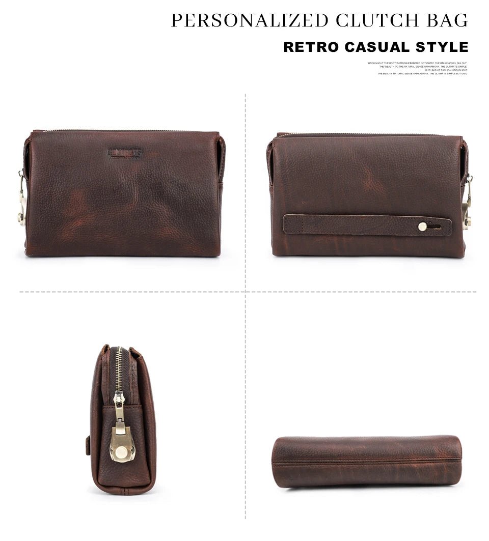 CONTACT'S Genuine Leather Male Clutch Handbag Wristlet Large Capacity Casual Wallet - My Web Bazaar