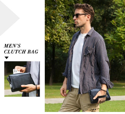 CONTACT'S Genuine Leather Male Clutch Handbag Wristlet Large Capacity Casual Wallet - My Web Bazaar
