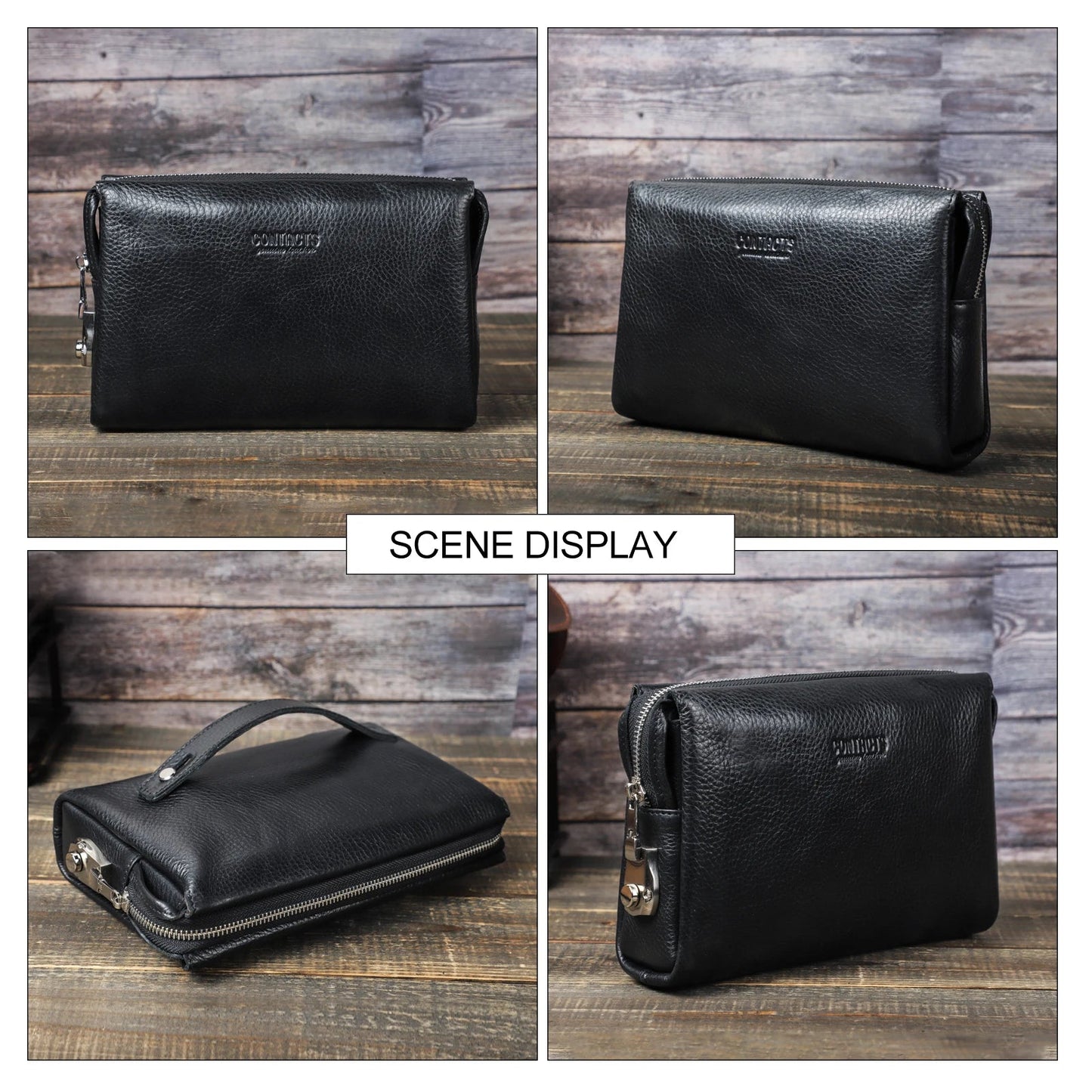 CONTACT'S Genuine Leather Male Clutch Handbag Wristlet Large Capacity Casual Wallet - My Web Bazaar