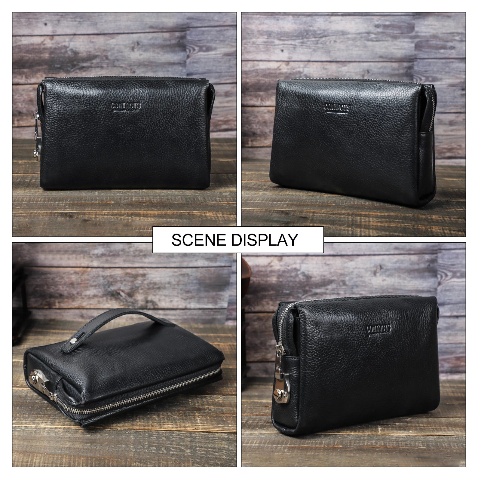 CONTACT'S Genuine Leather Male Clutch Handbag Wristlet Large Capacity Casual Wallet - My Web Bazaar