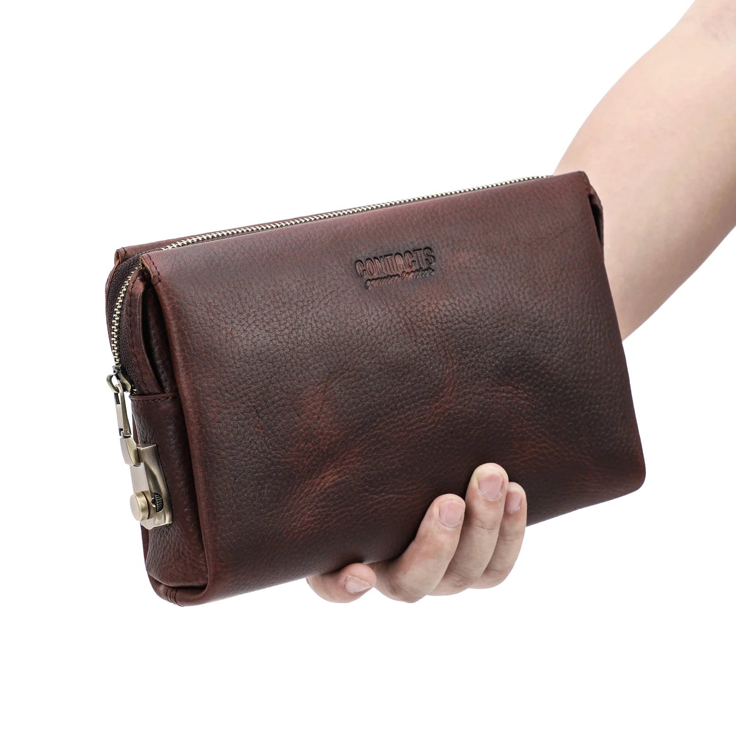 CONTACT'S Genuine Leather Male Clutch Handbag Wristlet Large Capacity Casual Wallet - My Web Bazaar