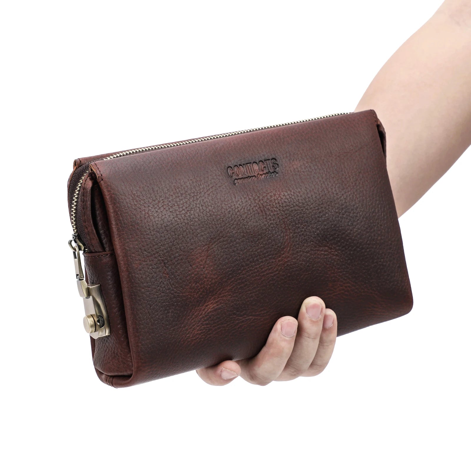 CONTACT'S Genuine Leather Male Clutch Handbag Wristlet Large Capacity Casual Wallet - My Web Bazaar