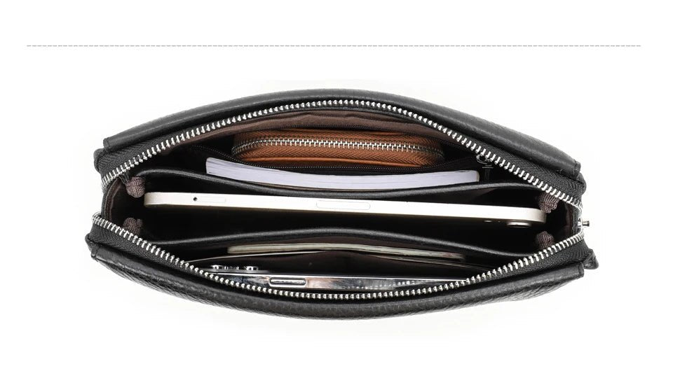 CONTACT'S Genuine Leather Male Clutch Handbag Wristlet Large Capacity Casual Wallet - My Web Bazaar