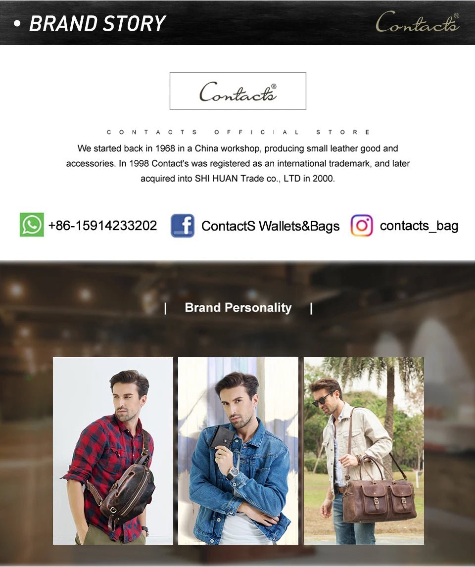 CONTACT'S Genuine Leather Male Clutch Handbag Wristlet Large Capacity Casual Wallet - My Web Bazaar