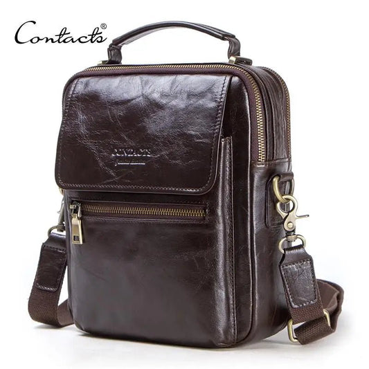 CONTACT'S Genuine Leather Messenger Bag for Men Luxury Crossbody Bag for 9.7" iPad - My Web Bazaar