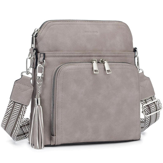 Crossbody Purse for Women Lightweight Soft Leather Bag Taupe - My Web Bazaar