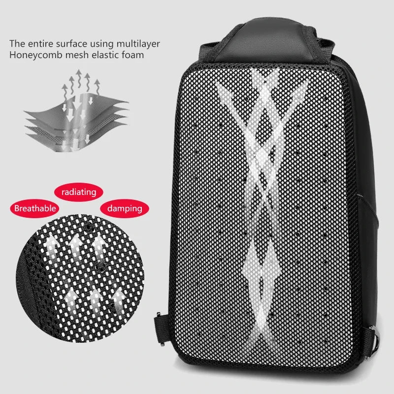 EURCOOL Messenger Bag for Men 9.7” iPad Chest Pocket Crossbody Waterproof Multi - Function Shoulder n1910 - My Web Bazaar
