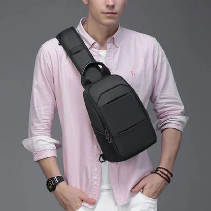 EURCOOL Messenger Bag for Men 9.7” iPad Chest Pocket Crossbody Waterproof Multi - Function Shoulder n1910 - My Web Bazaar