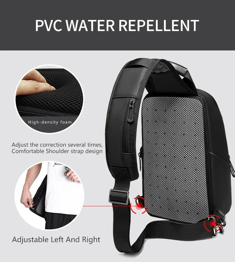 EURCOOL Messenger Bag for Men 9.7” iPad Chest Pocket Crossbody Waterproof Multi - Function Shoulder n1910 - My Web Bazaar