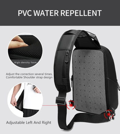 EURCOOL Messenger Bag for Men 9.7” iPad Chest Pocket Crossbody Waterproof Multi - Function Shoulder n1910 - My Web Bazaar