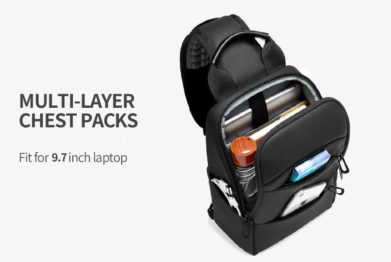 EURCOOL Messenger Bag for Men 9.7” iPad Chest Pocket Crossbody Waterproof Multi - Function Shoulder n1910 - My Web Bazaar
