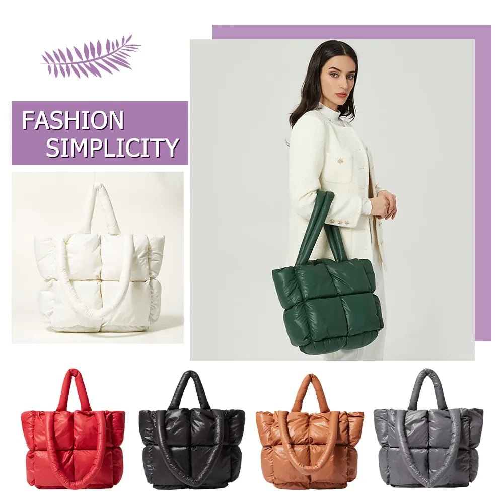 Fashion Large Tote Padded Handbag | Quilted Designer Bag for Women – Winter Collection - My Web Bazaar