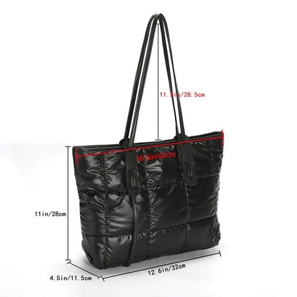 Fashion Large Tote Padded Handbag | Quilted Designer Bag for Women – Winter Collection - My Web Bazaar