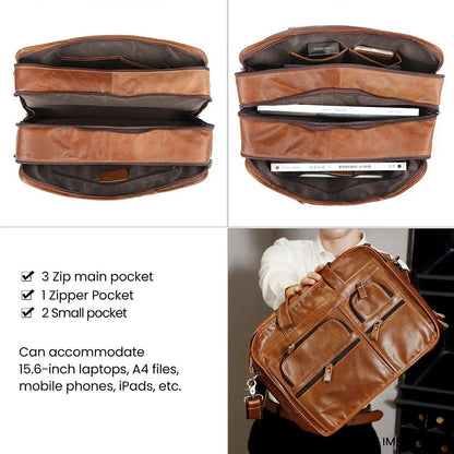 Genuine Leather Men's Briefcase - Laptop & Business Tote Bag - My Web Bazaar