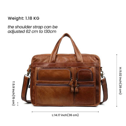 Genuine Leather Men's Briefcase - Laptop & Business Tote Bag - My Web Bazaar