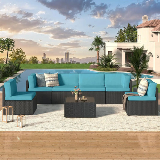 • Outdoor sectional rattan chair set grey
