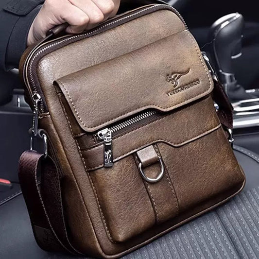 Hong Kong Men Genuine Leather One Shoulder Retro Casual Crossbody Bag - My Web Bazaar