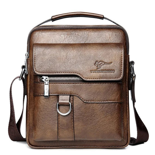 Kangaroo Luxury Brand Men Sling Bag Leather Side Shoulder Bag for Husband Gift Business Messenger Crossbody - My Web Bazaar