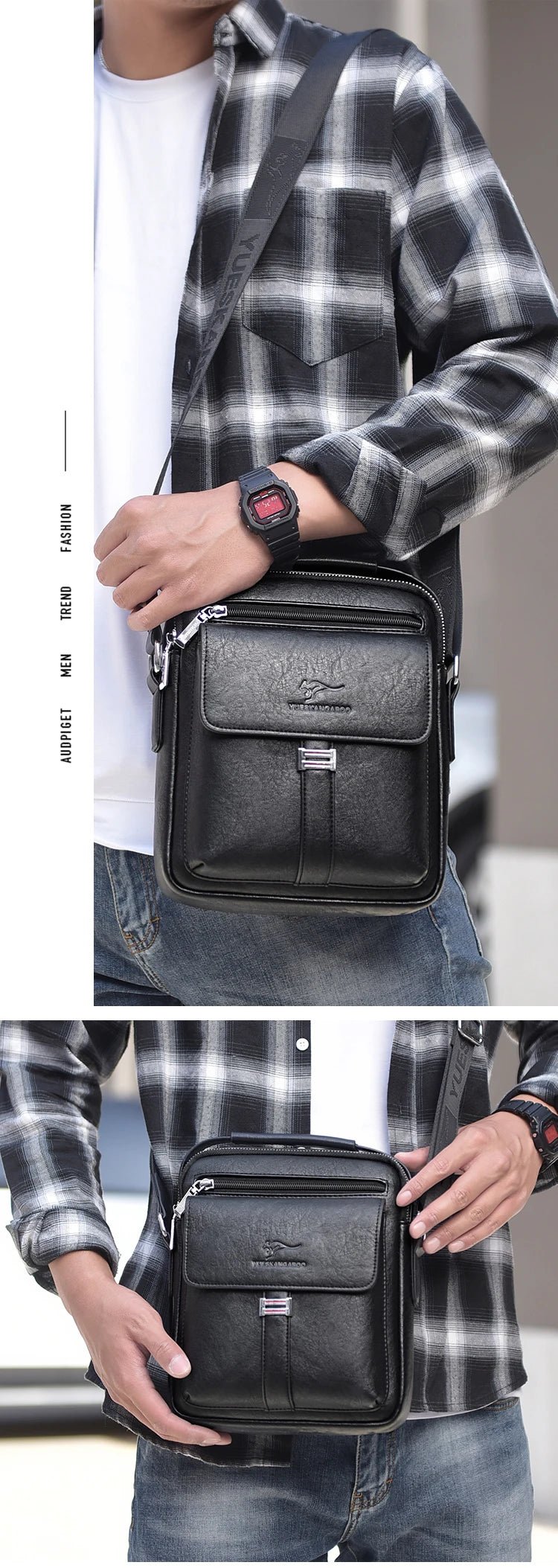Kangaroo Luxury Brand Men's Shoulder Bag Vintage Messenger Bag Leather Handbag Split Leather Crossbody Bags For Men 2020 New - My Web Bazaar