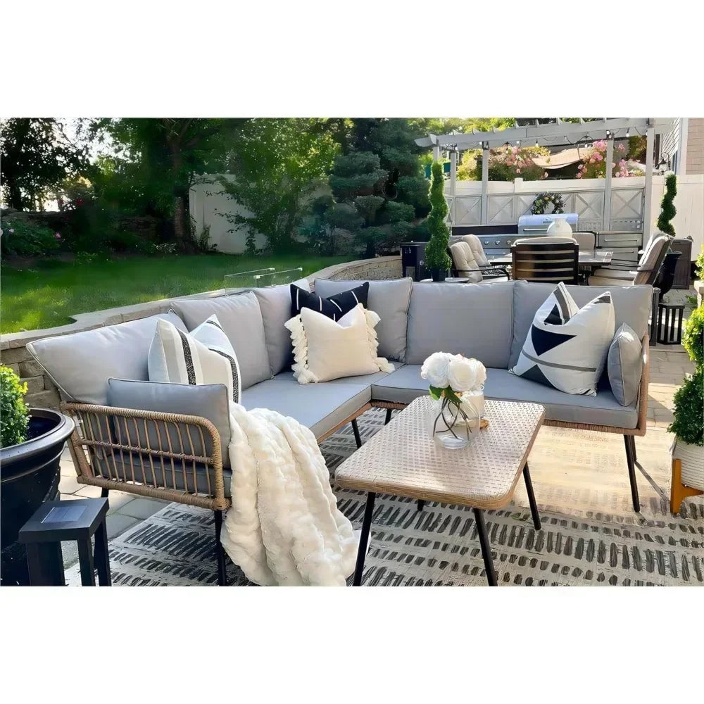 • 4-piece wicker patio conversation set
