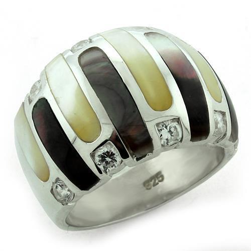 LOAS1167 - Stunning 925 Silver Ring with Colorful Conch Stone - My Web Bazaar