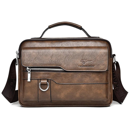 Luxury Kangaroo Brand Messenger Bags Men Leather Casual Crossbody Bag For Men Brown Black Business Shoulder Bag Male Handbag - My Web Bazaar